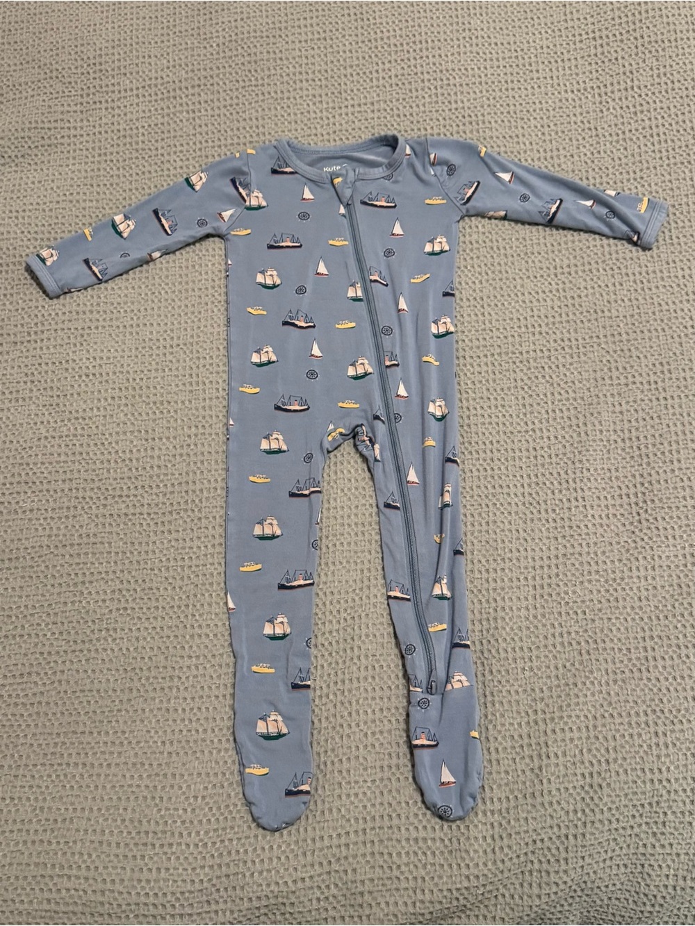 Kyte Baby Blue Nautical Print Baby One-Piece Footed Pajamas
